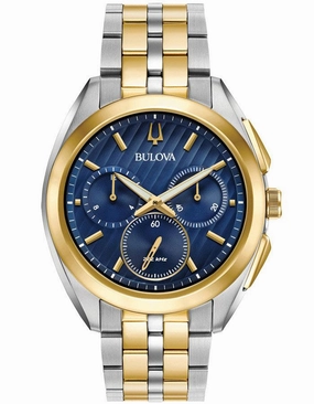 Warehouse Deal - Bulova Mens Two-Tone Chronograph Curv Watch - 98A159