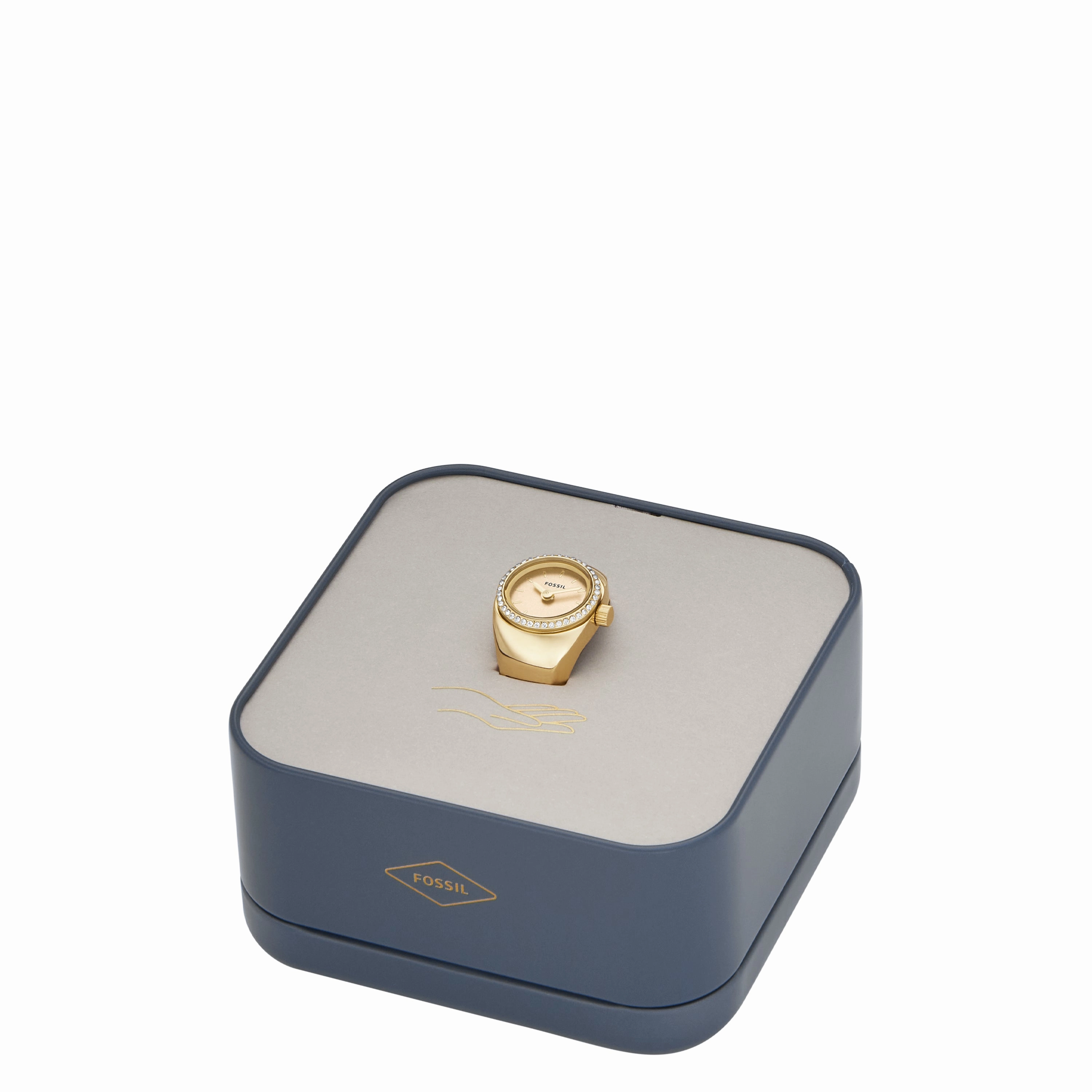 Watch Ring Two-Hand Gold-Tone Stainless Steel