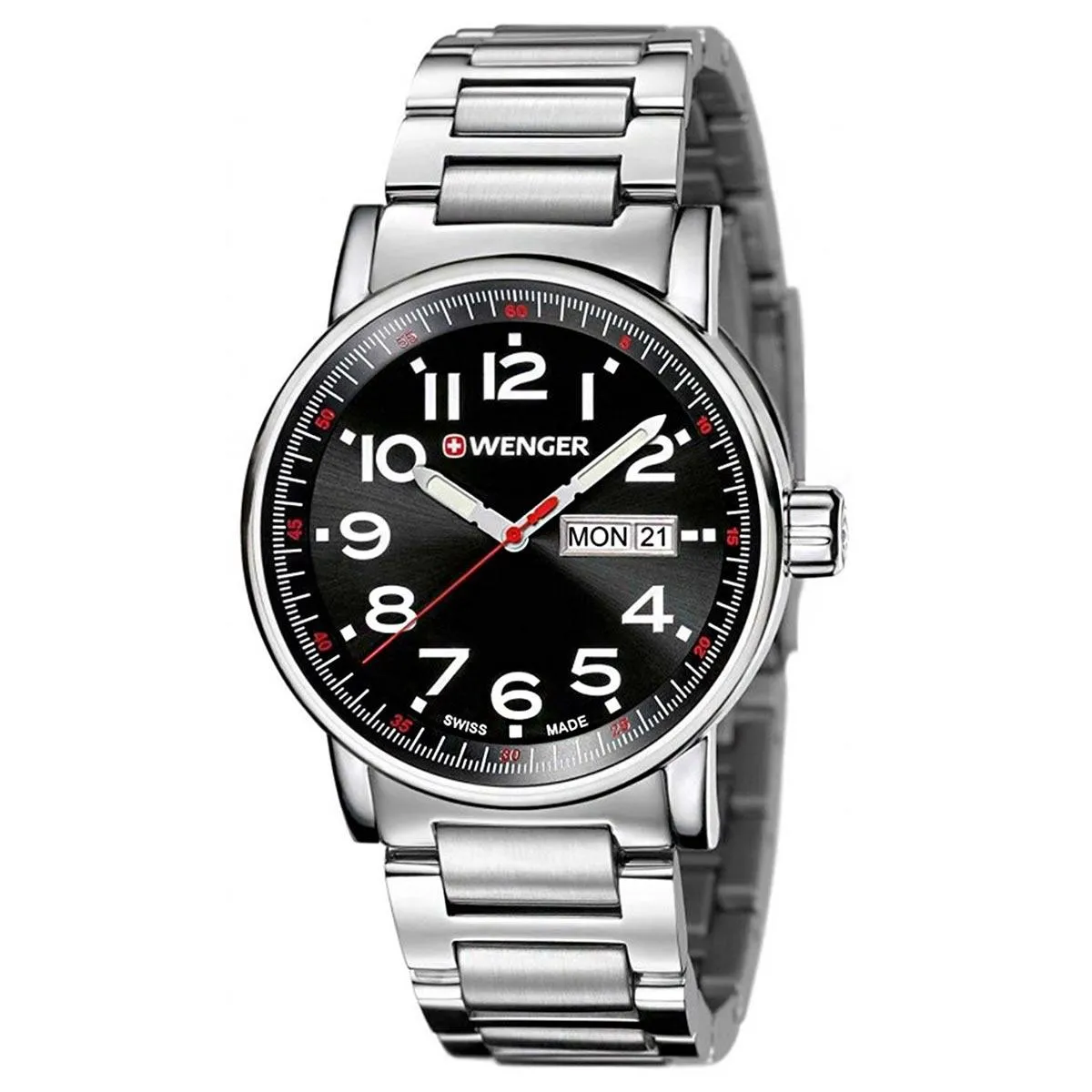 Wenger 01.0341.104 Men's Attitude Black Dial Stainless Steel Bracelet Swiss Watch