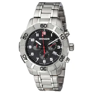 Wenger 01.0853.102 Men's Roadster Chrono Black Dial Stainless Steel Bracelet Watch