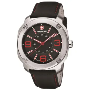 Wenger 01.1051.103 Men's Escort Black Dial Black Leather Strap Watch