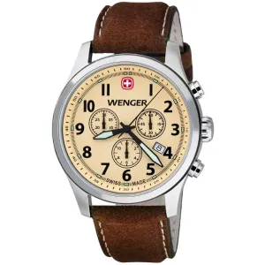 Wenger 0543.105 Men's Terragraph Beige Dial Brown Leather Strap Chronograph Watch