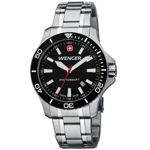 Wenger 0641.105 Men's Sea Force White Accents Black Dial Stainless Steel Watch
