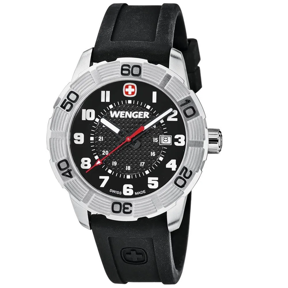Wenger 0851.101 Men's Roadster Sport Black Dial Black Rubber Strap Watch