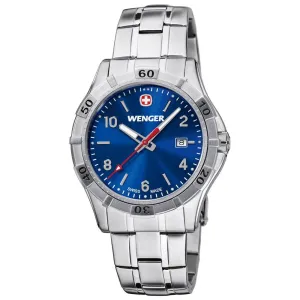 Wenger 0941.104 Men's Platoon Blue Dial Stainless Steel Bracelet Watch