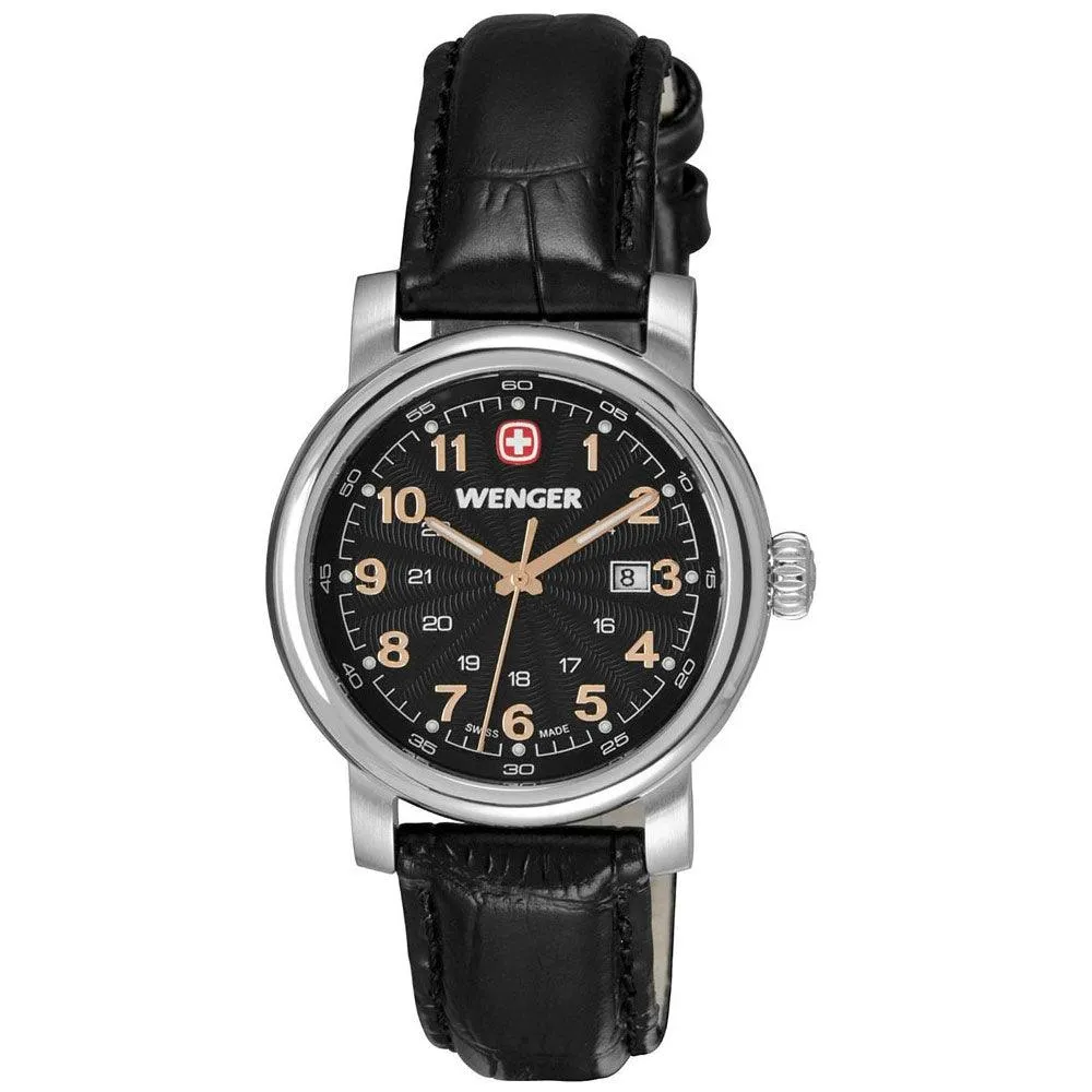 Wenger 1021.105 Women's Urban Classic Black Dial Black Leather Strap Watch