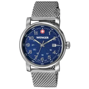 Wenger 1041.107 Men's Urban Classic Blue Dial Stainless Steel Mesh Bracelet Watch