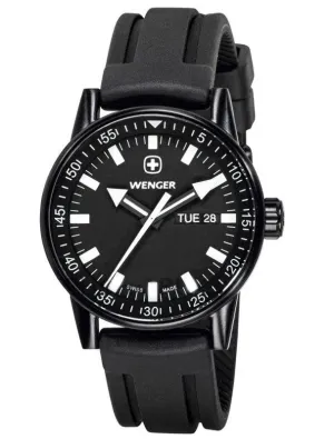 Wenger 70175 Men's Black Plated Rubber Strap Swiss Watch