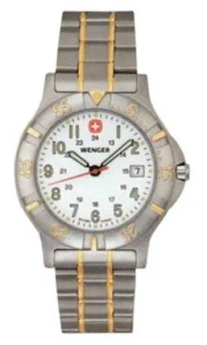 Wenger 70186 Men's Swiss White Dial Two Tone Gold Plated Watch