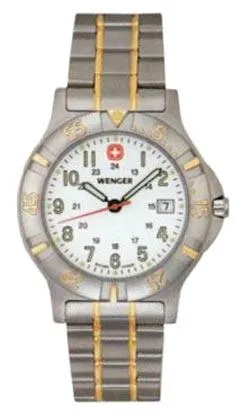 Wenger 70186 Men's Swiss White Dial Two Tone Gold Plated Watch