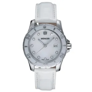 Wenger 70381 Women's Sport Elegance White MOP Dial White Leather Strap Watch