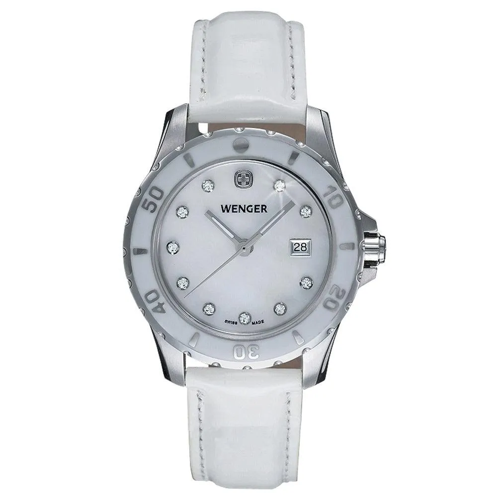 Wenger 70381 Women's Sport Elegance White MOP Dial White Leather Strap Watch