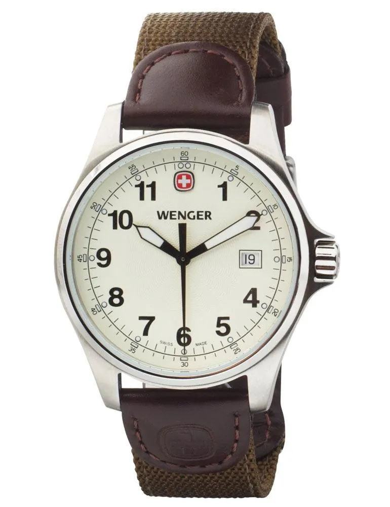 Wenger 72783 Men's Cream Dial 100M WR Nylon Strap Watch