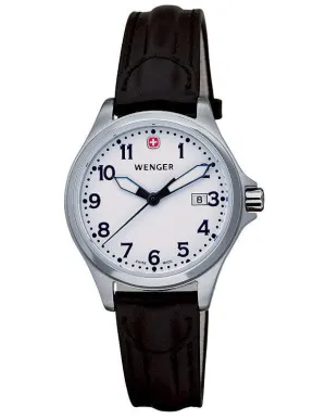Wenger 72790 Men's Swiss Made Leather Strap White Dial Watch