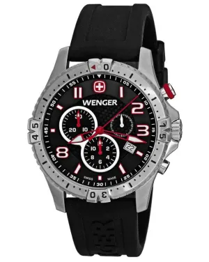 Wenger 77055 Men's Silicon Strap Black Dial Chronograph Watch