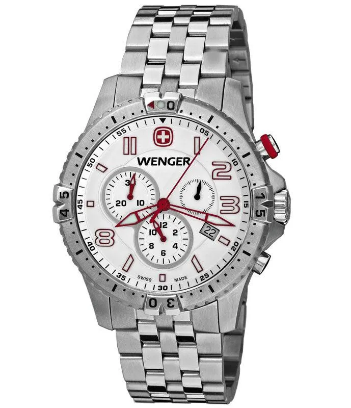 Wenger 77059 Men's Stainless Steel White Dial Chronograph Watch