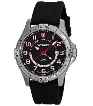 Wenger 77075 Men's Black Dial 100M WR Rubber Strap Watch
