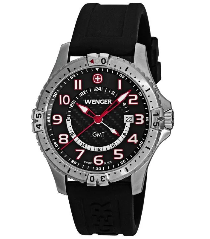 Wenger 77075 Men's Black Dial 100M WR Rubber Strap Watch