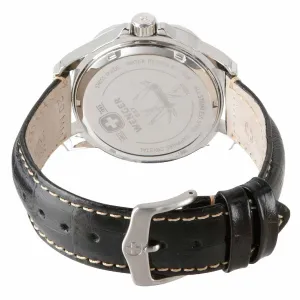 Wenger 78235 Swiss Made Men's GST Swiss Black Dial Black Leather Strap Watch