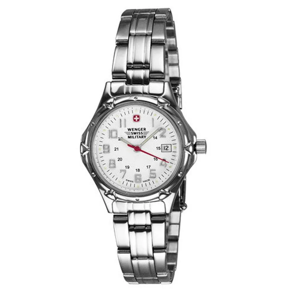 Wenger 79040 Women's Swiss Military White Dial Stainless Steel Bracelet Watch