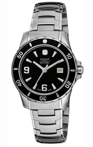 Wenger 79062 Women's Swiss Made SS Black Dial Watch