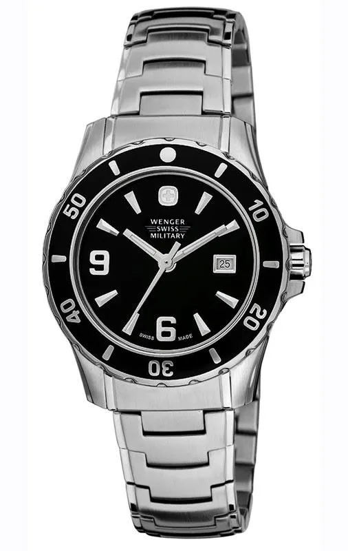 Wenger 79062 Women's Swiss Made SS Black Dial Watch