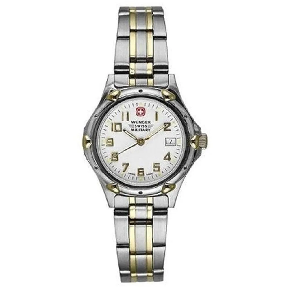 Wenger 79094 Men's Military White Dial Two Tone Stainless Steel Bracelet Watch