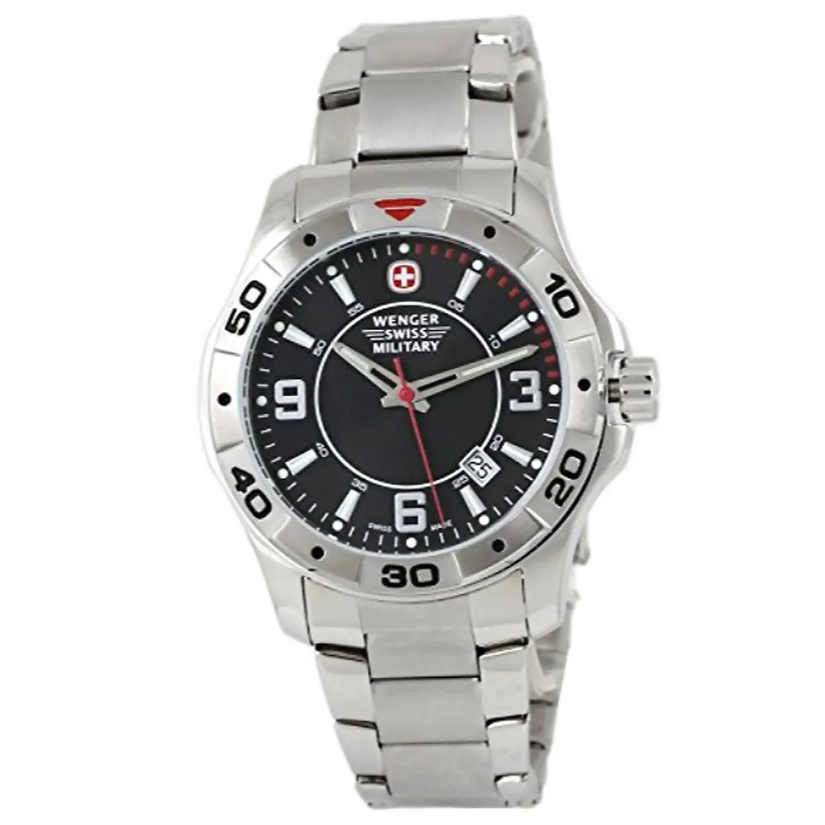 Wenger 79139 Swiss Made Men's Alpine Black Dial Steel Bracelet Swiss Watch