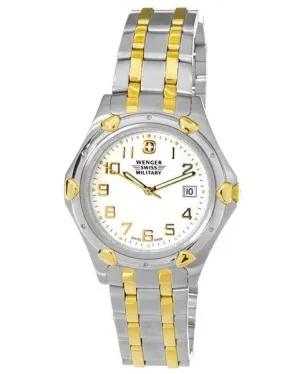Wenger 79167 Men's Swiss Military White Dial Two Tone Stainless Steel Watch