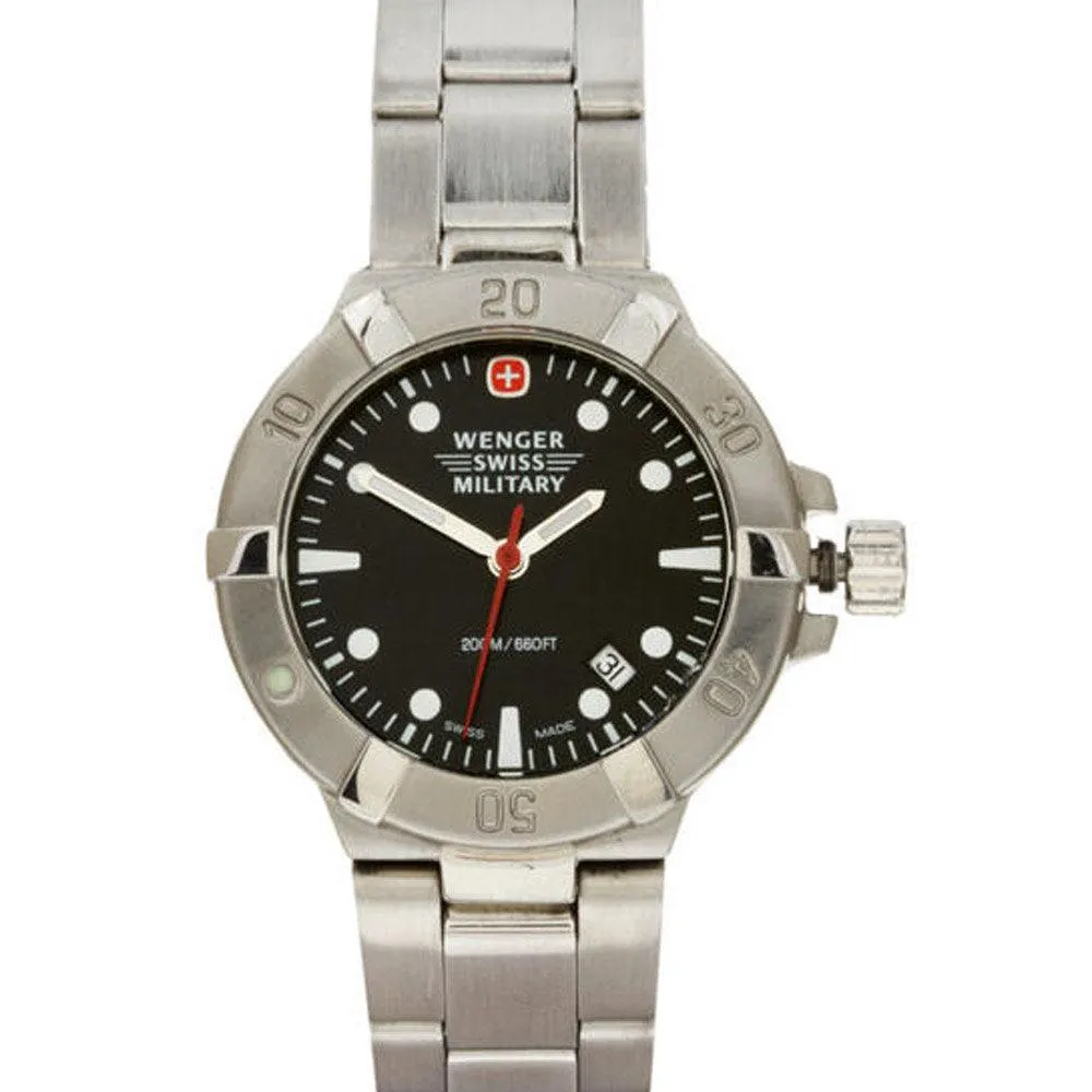 Wenger 79172 Women's Military Black Dial Steel Bracelet Dive Watch
