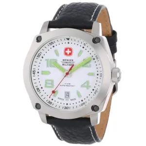 Wenger 79370 Swiss Made Men's Outback White Dial Black Leather Strap Sport Watch