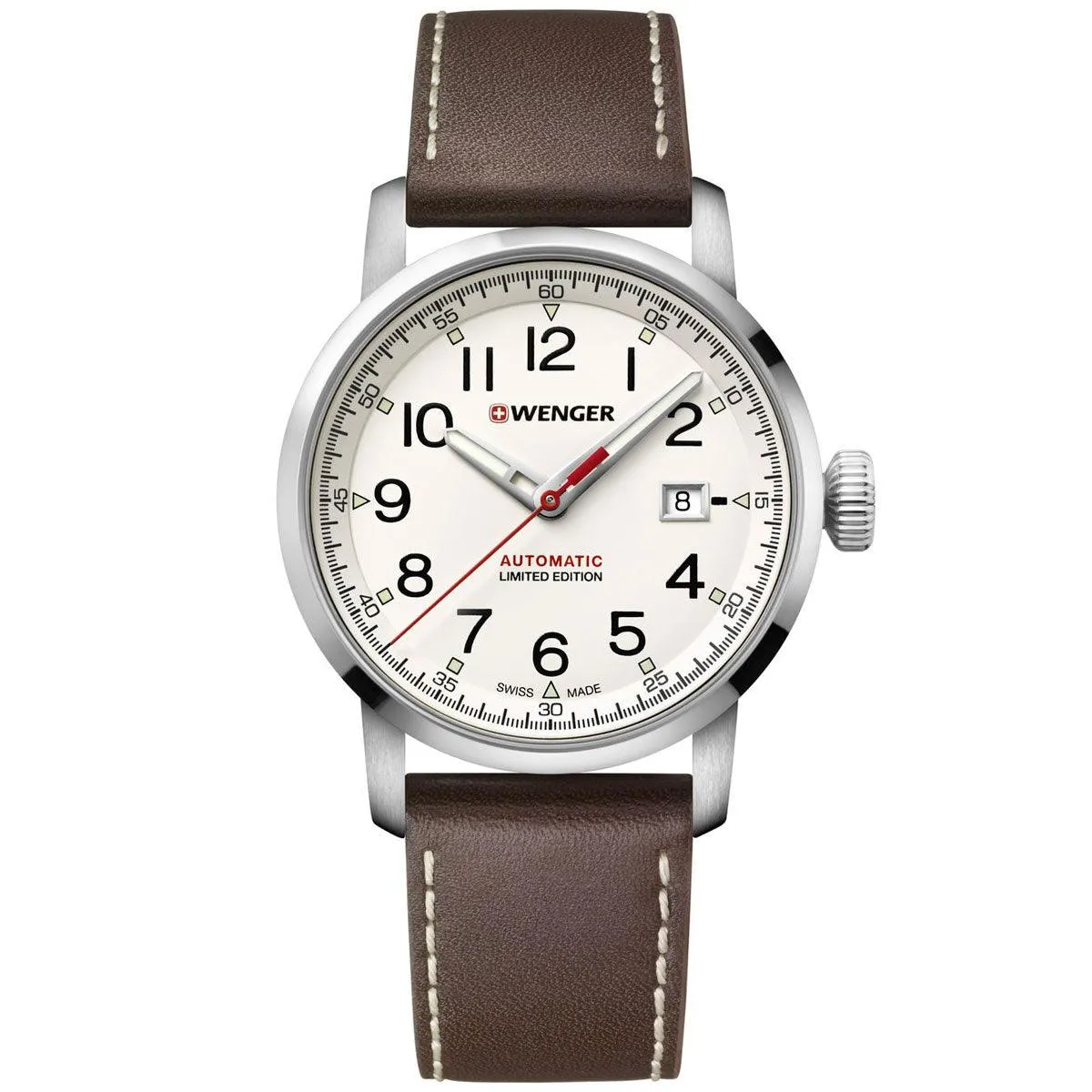 Wenger Men's Automatic Watch - Attitude Cream Dial Brown Leather Strap | 01.1546.101