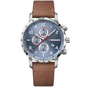Wenger Men's Chronograph Watch - Attitude Blue and Silver Dial Strap | 01.1543.114
