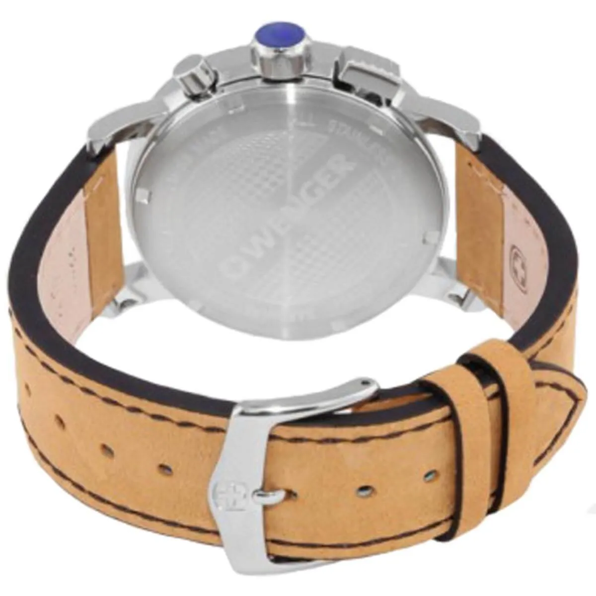Wenger Men's Chronograph Watch - Attitude Blue Dial Brown Leather Strap | 01.0343.101