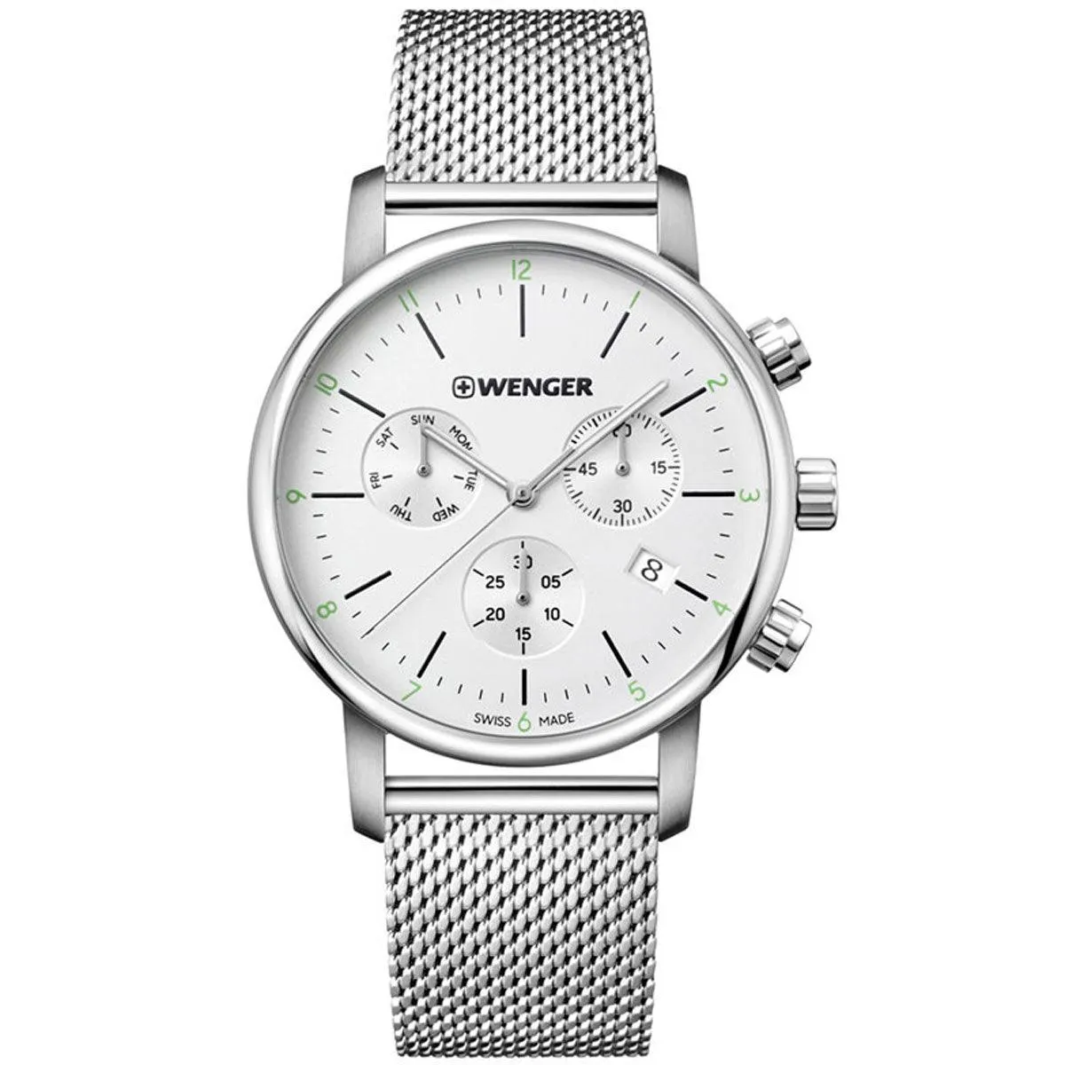 Wenger Men's Chronograph Watch - Urban Classic Silver Dial Bracelet | 01.1743.106