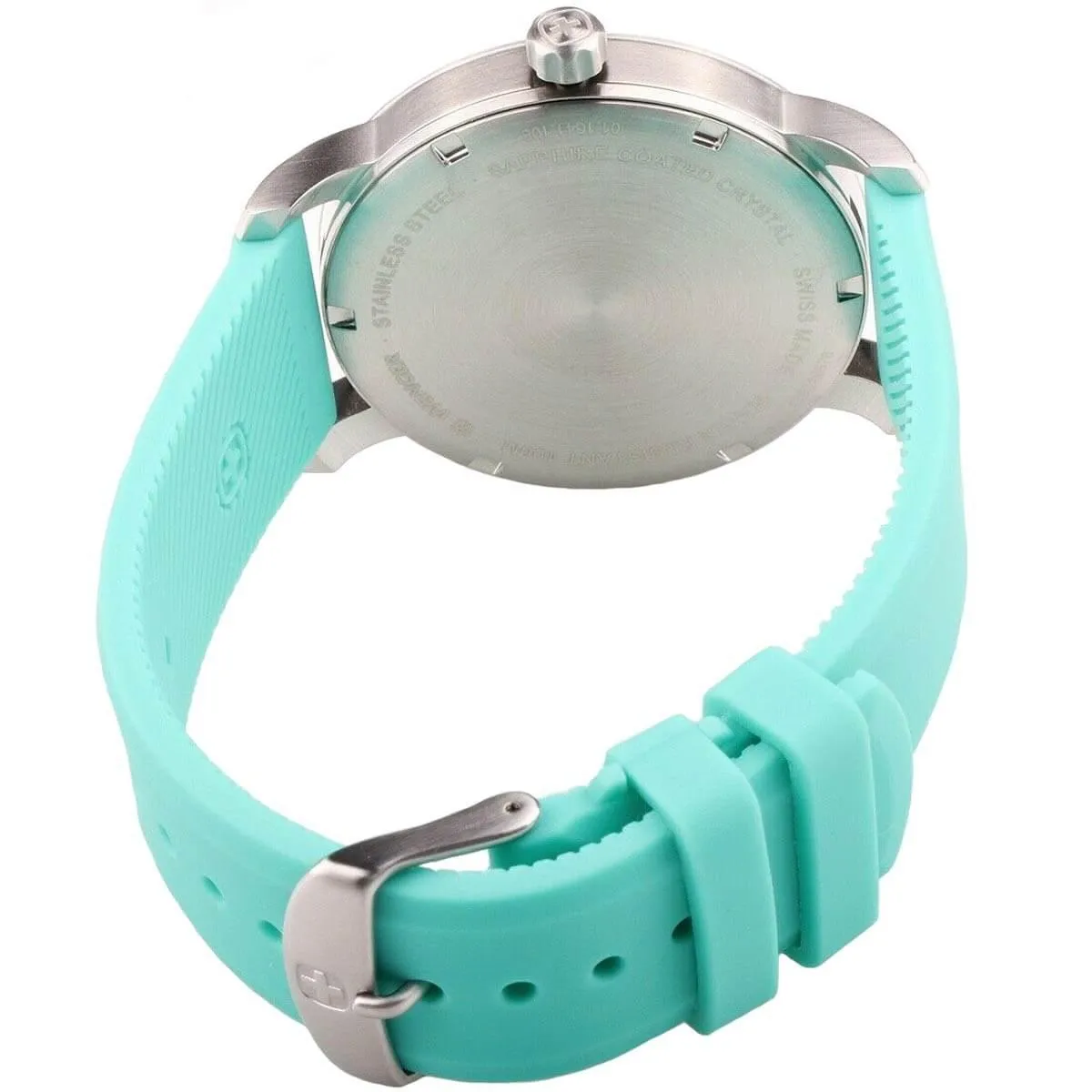 Wenger Men's Quartz Watch - Avenue White Dial Turquoise Silicone Strap | 01.1641.108