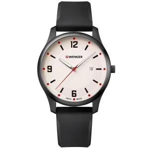 Wenger Men's Quartz Watch - City Active Date Beige Dial Leather Strap | 01.1441.123