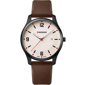 Wenger Men's Quartz Watch - City Active White Dial Rubber Strap | 01.1441.124