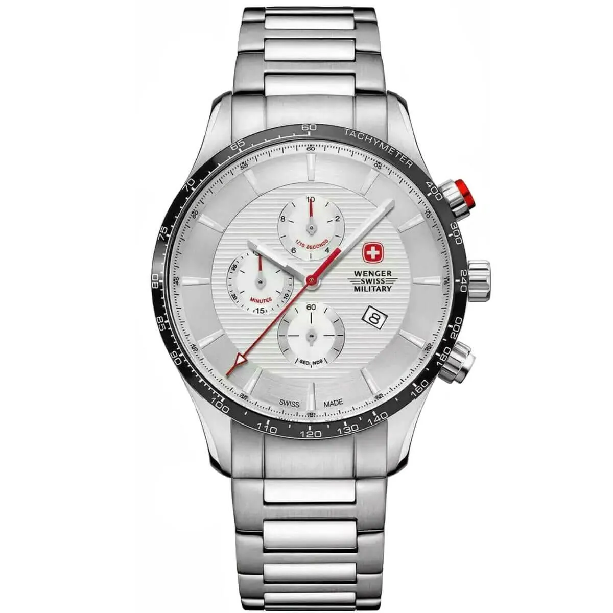 Wenger Men's Quartz Watch - Classic Chronograph Silver Dial Bracelet | 01.9043.204C