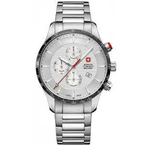 Wenger Men's Quartz Watch - Classic Chronograph Silver Dial Bracelet | 01.9043.204C