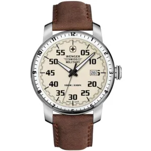 Wenger Men's Quartz Watch - Rallye Cream Dial Brown Leather Strap | 79318C