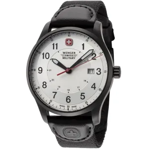 Wenger Men's Quartz Watch - Terragraph Silver Tone Dial Black Strap | 01.9041.208S