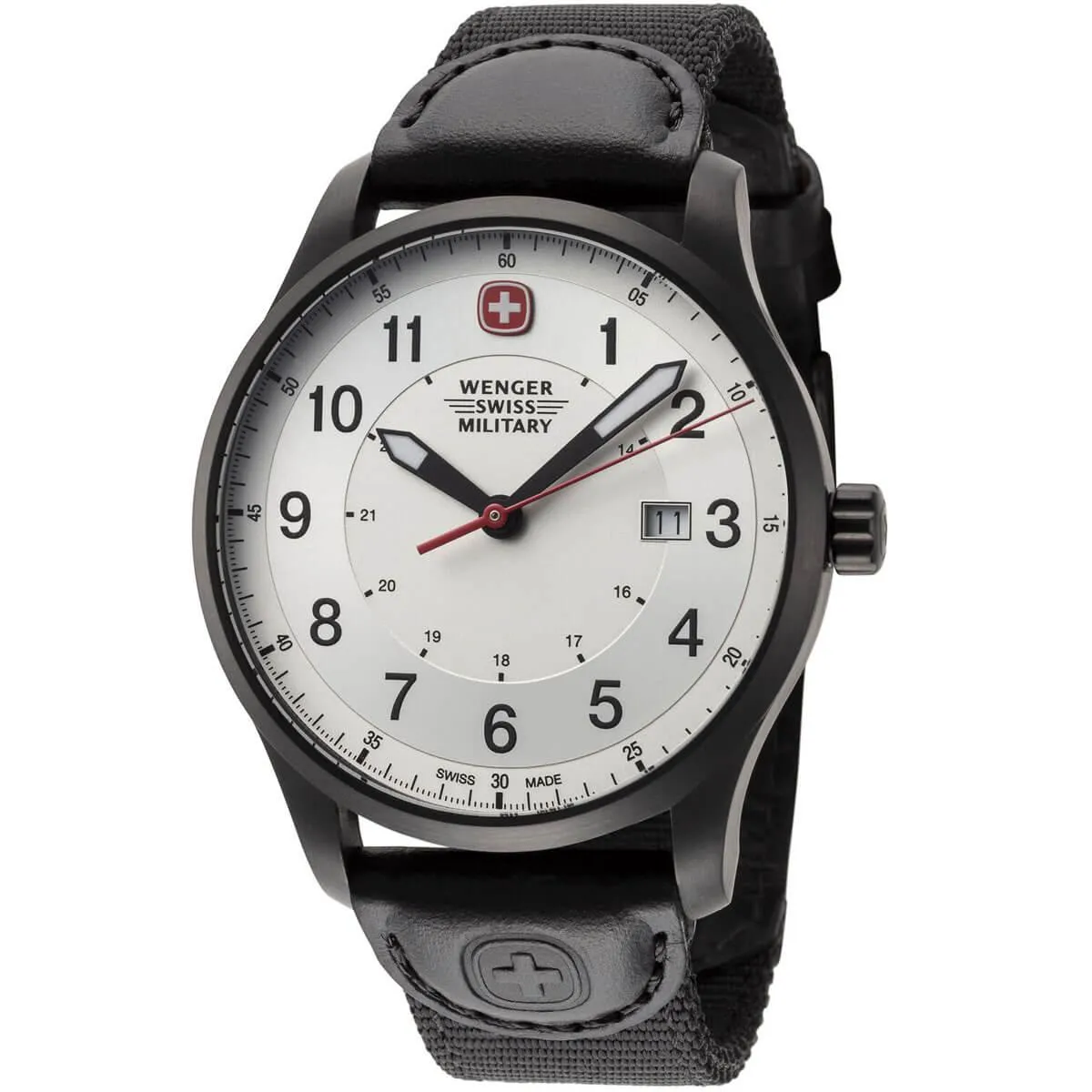 Wenger Men's Quartz Watch - Terragraph Silver Tone Dial Black Strap | 01.9041.208S