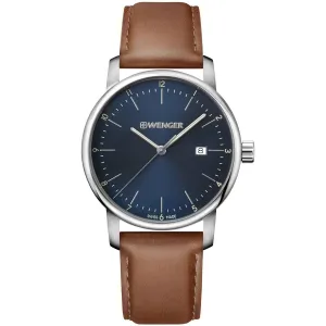 Wenger Men's Quartz Watch - Urban Classic Date Blue Dial Leather Strap | 01.1741.111