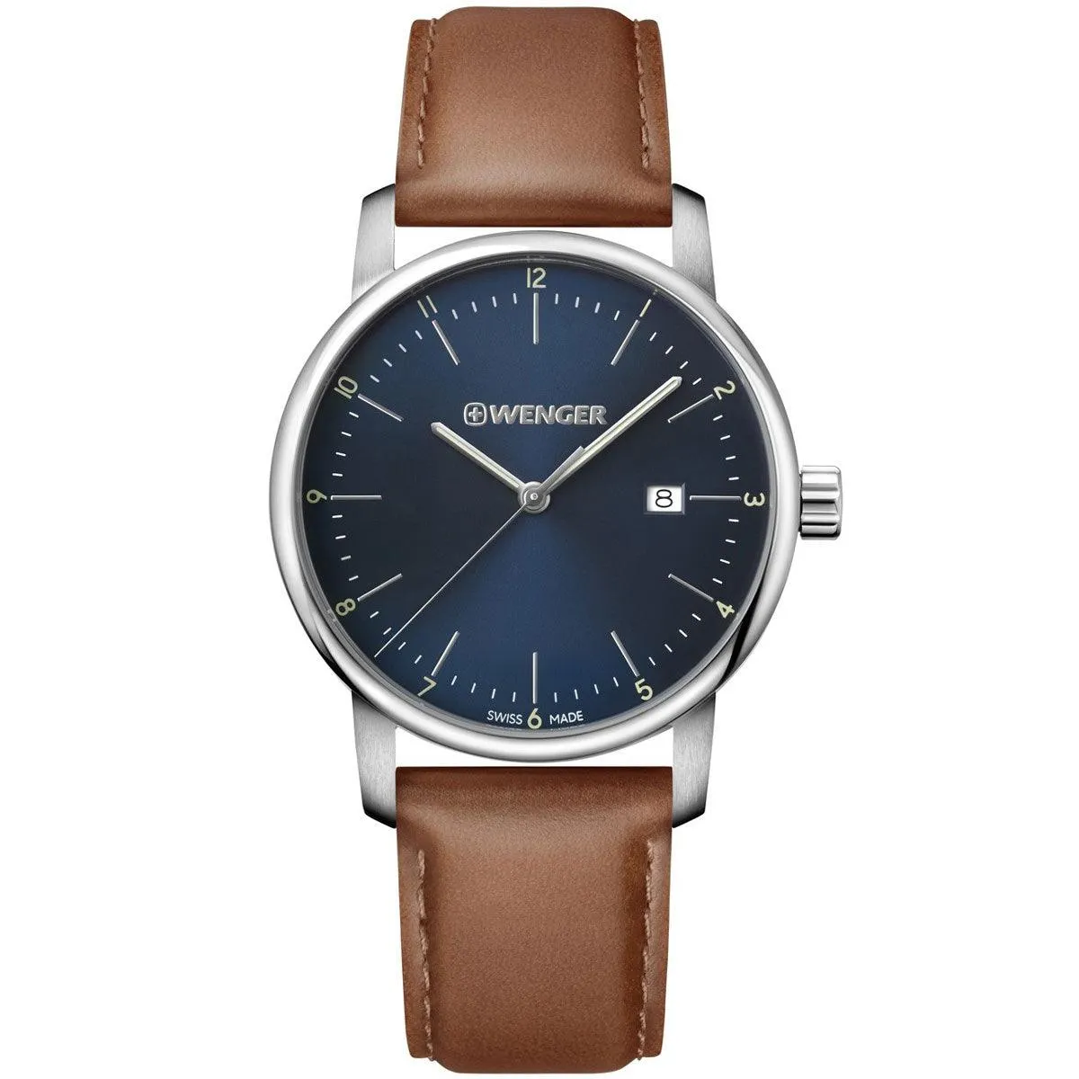 Wenger Men's Quartz Watch - Urban Classic Date Blue Dial Leather Strap | 01.1741.111