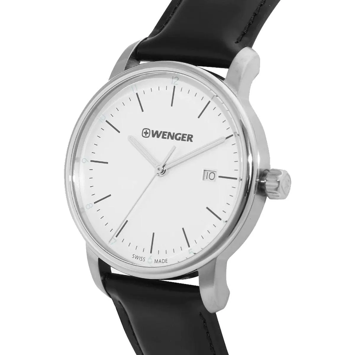 Wenger Men's Quartz Watch - Urban Classic Silver Dial Leather Strap | 01.1741.109