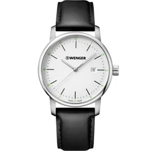 Wenger Men's Quartz Watch - Urban Classic Silver Dial Leather Strap | 01.1741.109