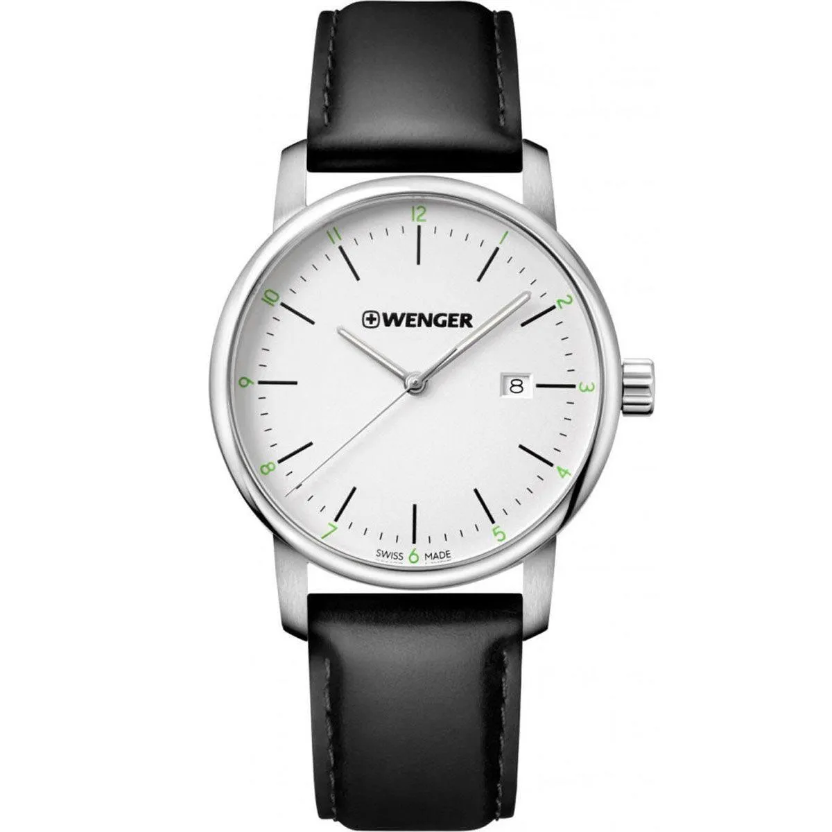 Wenger Men's Quartz Watch - Urban Classic Silver Dial Leather Strap | 01.1741.109