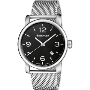Wenger Men's Quartz Watch - Urban Metropolitan Black Dial Mesh Bracelet | 01.1041.124