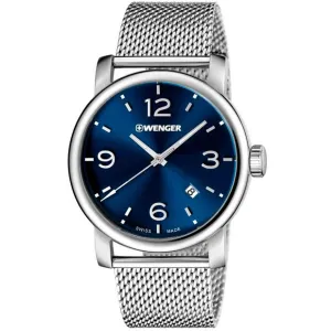 Wenger Men's Quartz Watch - Urban Metropolitan Blue Dial Silver Bracelet | 01.1041.125